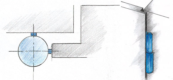 charnières à souder à un plafond fixe