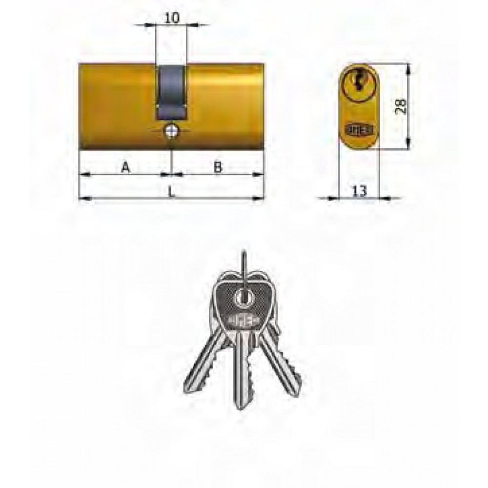 ART.140 / 06 Omec; Double cylindre en laiton Ovale (5 Pins)