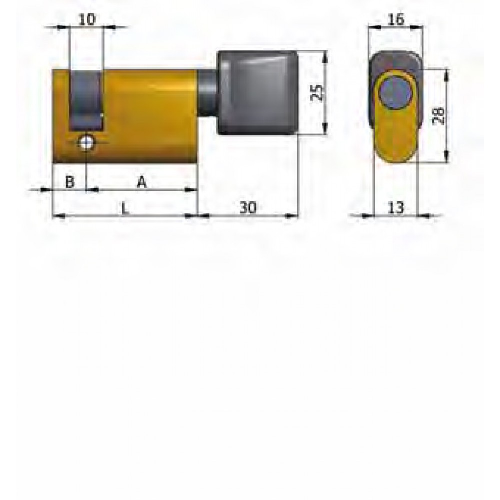 Art.144 / 04 Omec; Demi-cylindre avec bouton laiton ovale