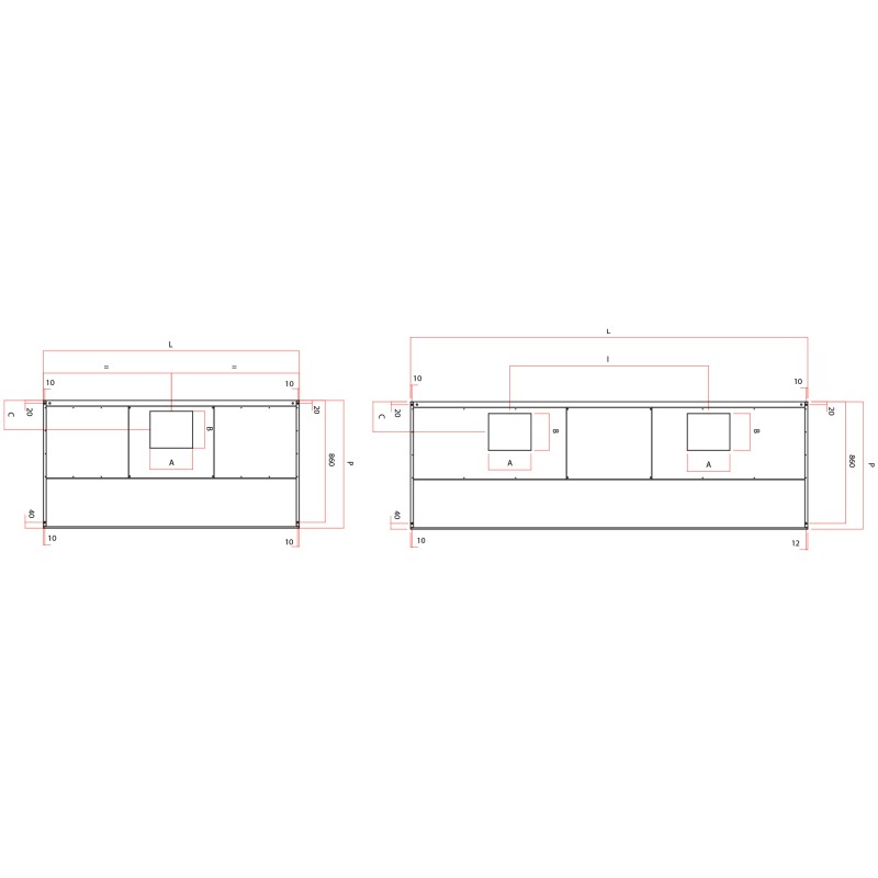 Hotte Inox Snack LED Profondeur 70 90 110 cm