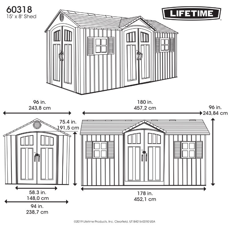 Abri de Jardin en PVC Grand et Spacieux Lifetime Utah