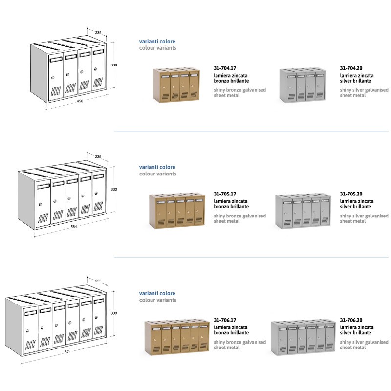 Boîtes aux Lettres Murales Modulaires pour Intérieur SC7V