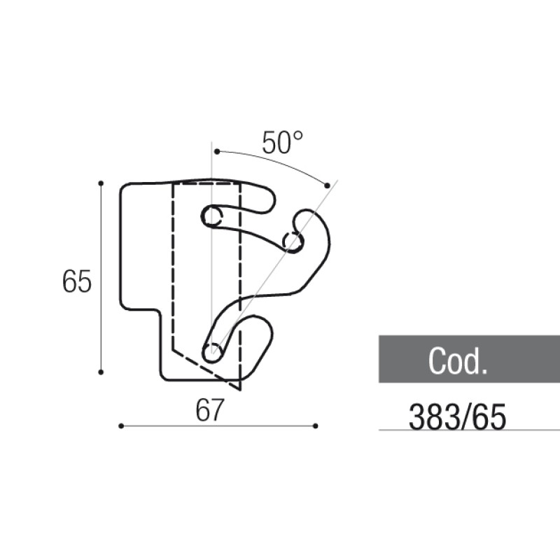 Charnières pour Wasistas Adem 383/65 Dimensions 65x67 mm