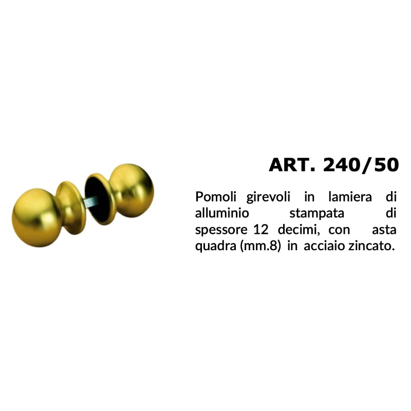 Paire de Boutons Tournants pour Porte en Aluminium à Tête Ronde