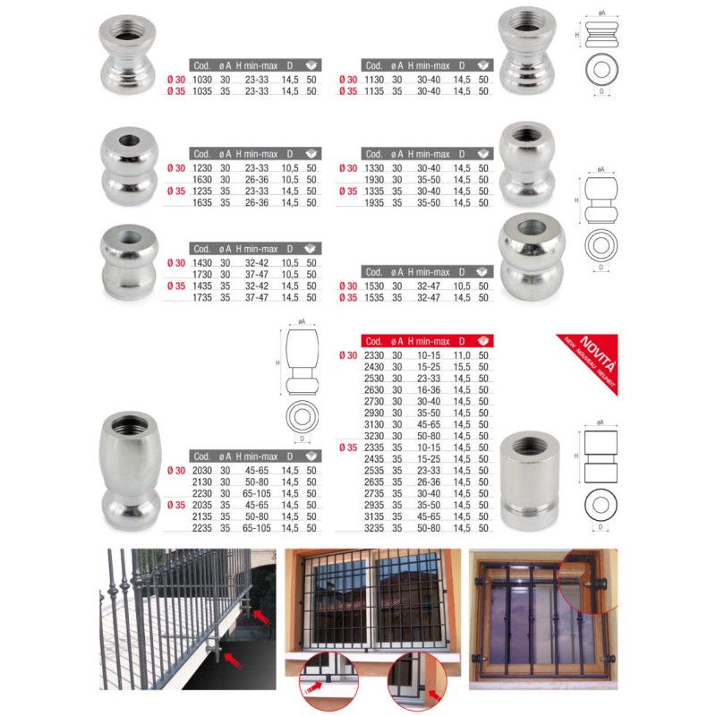 Entretoise pour Balustrades Réglables de Différentes Tailles