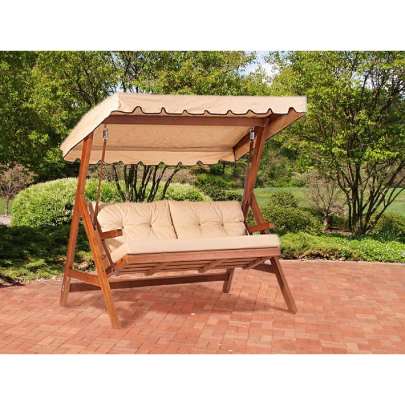 Chaise à Bascule en Bois Cipro avec Coussins Imperméables