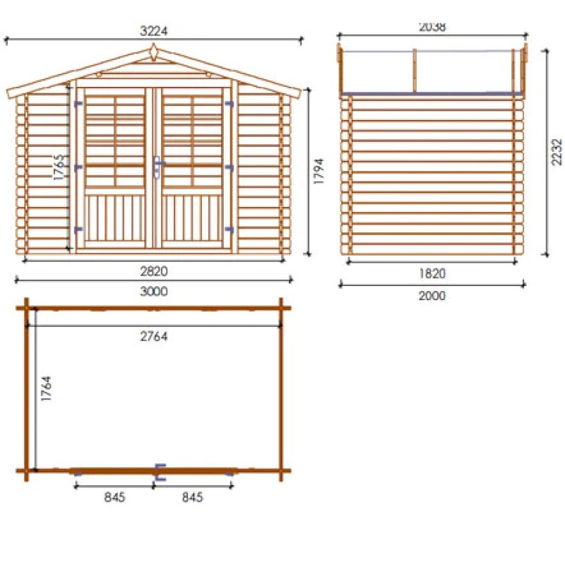 Kelly Losa Abri de Jardin en Bois 300x200 cm