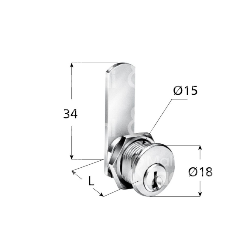 Meroni 2151 Serrure à Levier Universelle Ø 15 Ambidextre