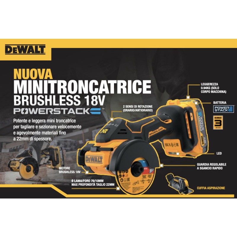 DeWalt DCS438E2T-QW Mini Scie à Onglets Brushless 18V Powerstack