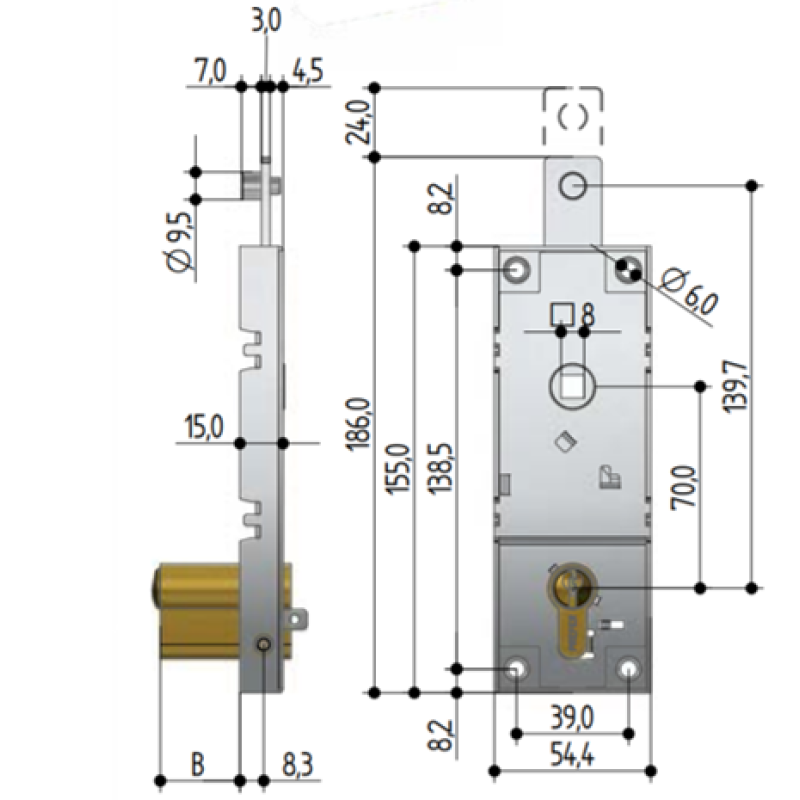 Serrure pour Basculantes Sans Cylindre Prefer B561.081Z.0000