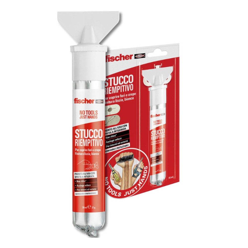 fischer SCLM Mastic mural blanc Répare les murs pour boucher les trous et  les bosses murales, avec spatule incluse pour une application facile,  Blanc