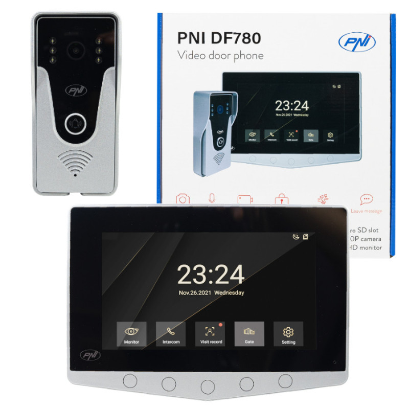 Interphone Vidéo PNI DF780 avec Moniteur et Écran Tactile 1080p